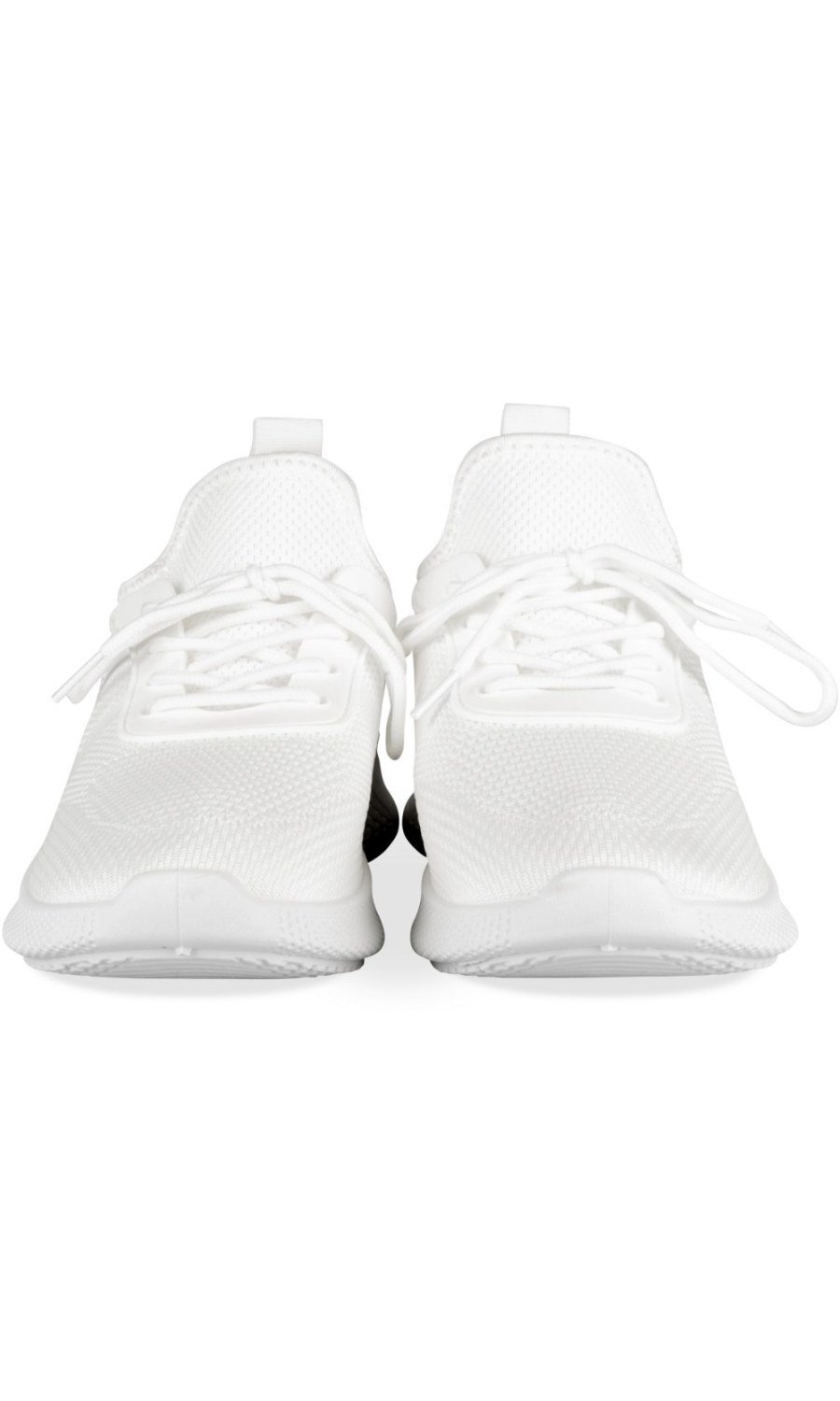 White knit sneakers with decorative lacing