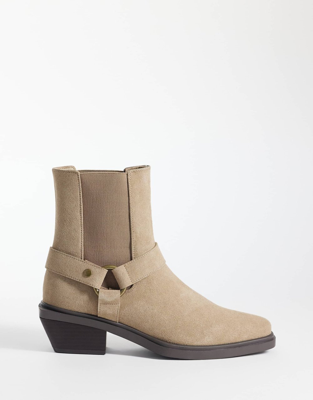 Bottines Chelsea talon cubain à boucle taupe