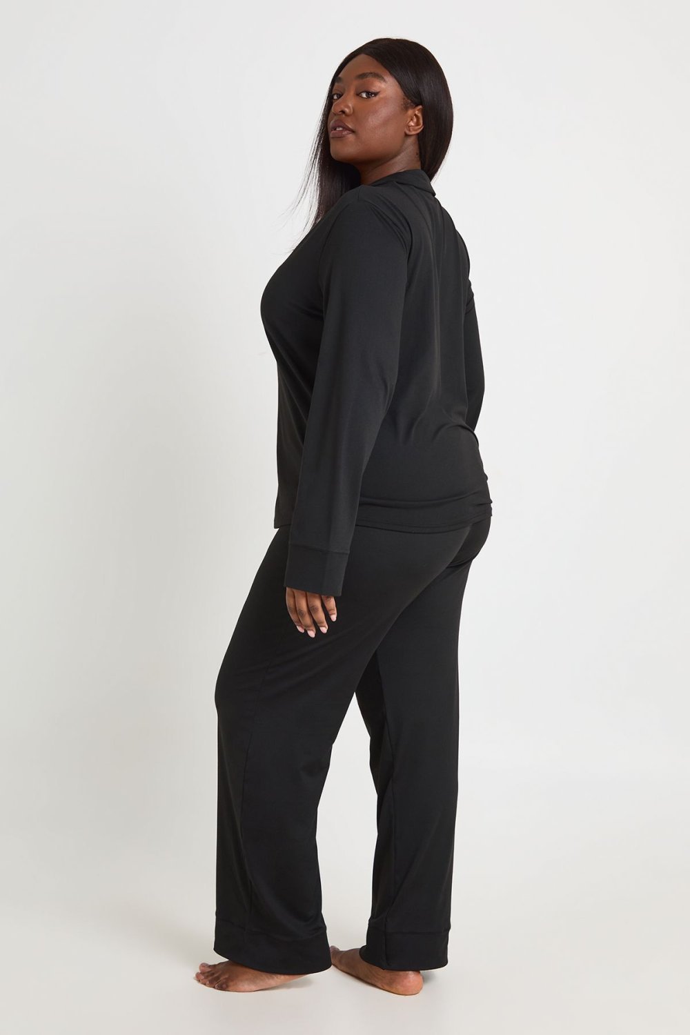 Black shirt and trouser pyjama set - Plus size