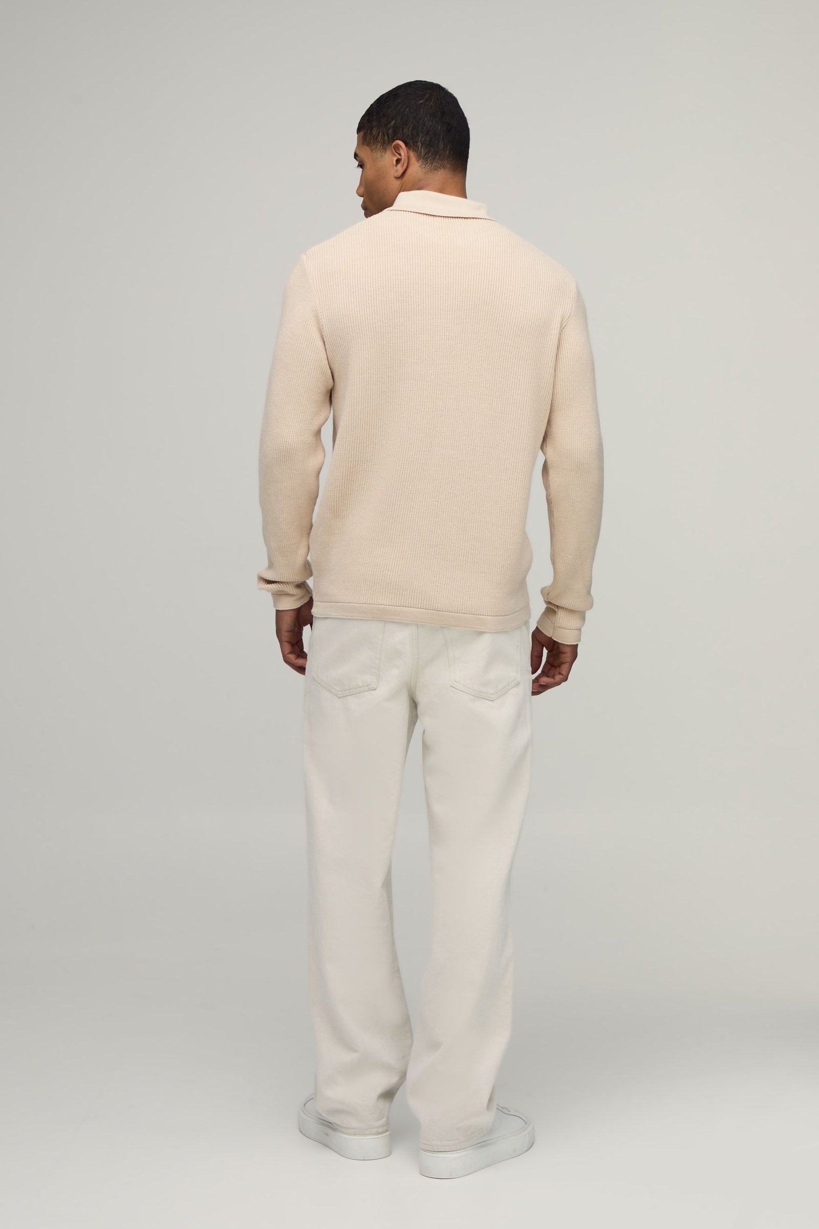 Polo tricot gaufré b zip 1/4