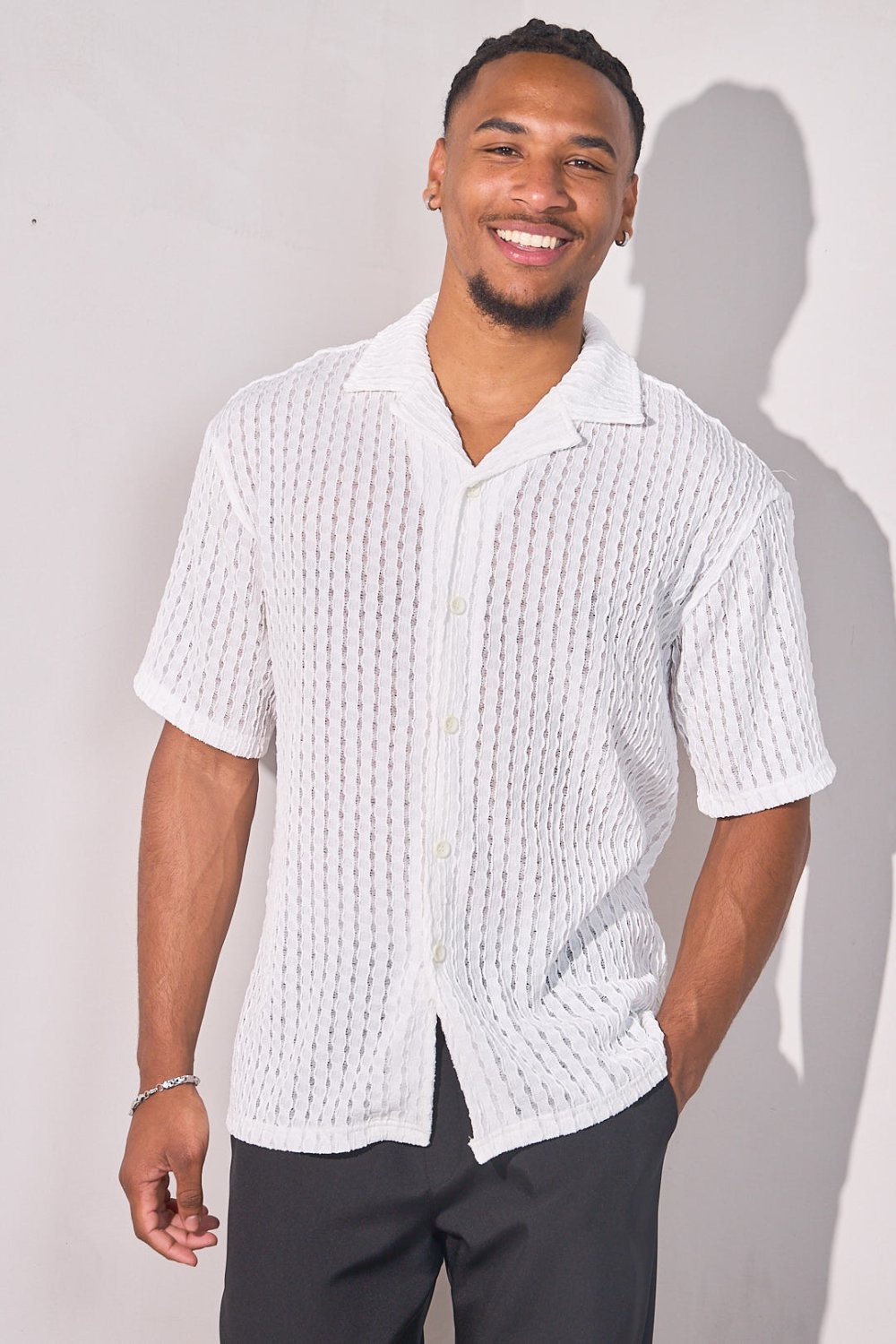 Chemise en crêpe gaufré blanche