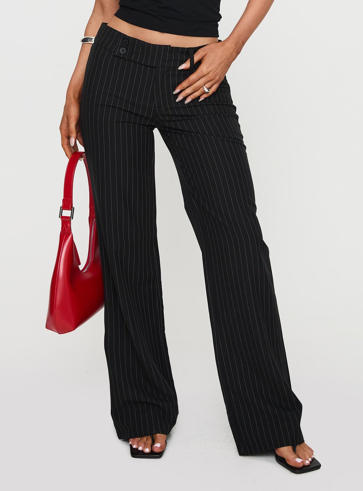 Straight-leg pinstripe pants