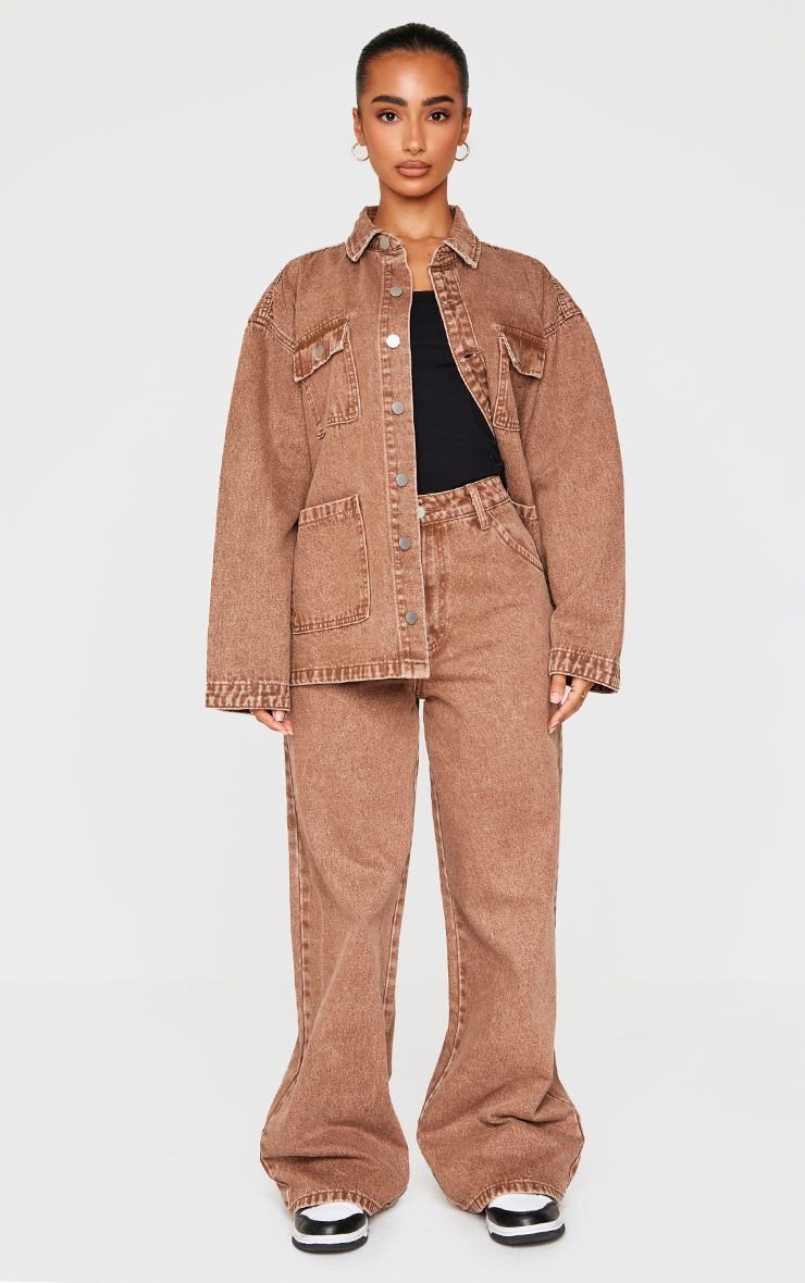 Oversized longline denim jacket - Petite