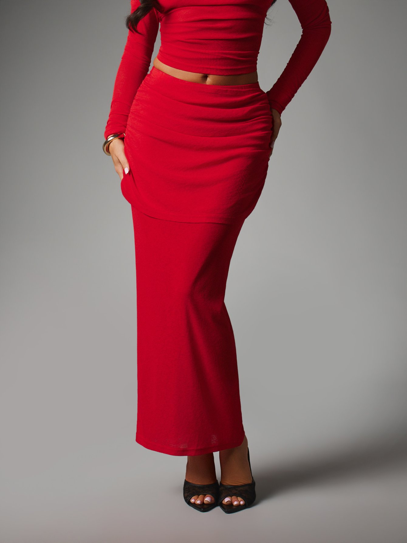 Ensemble crop top froncé w jupe twila moulante