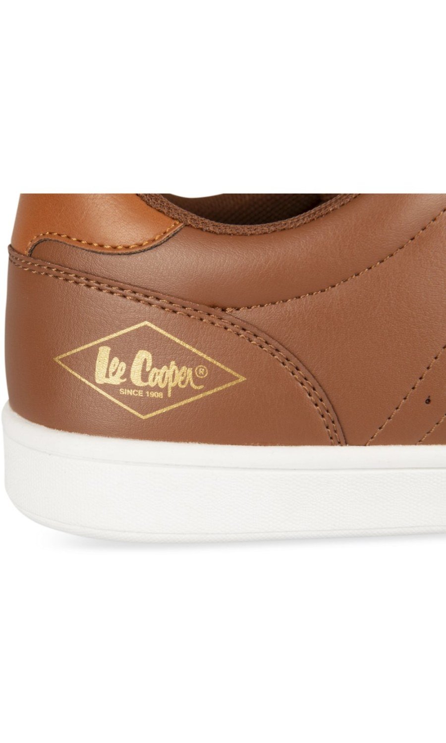 Cognac trainers with side stitching