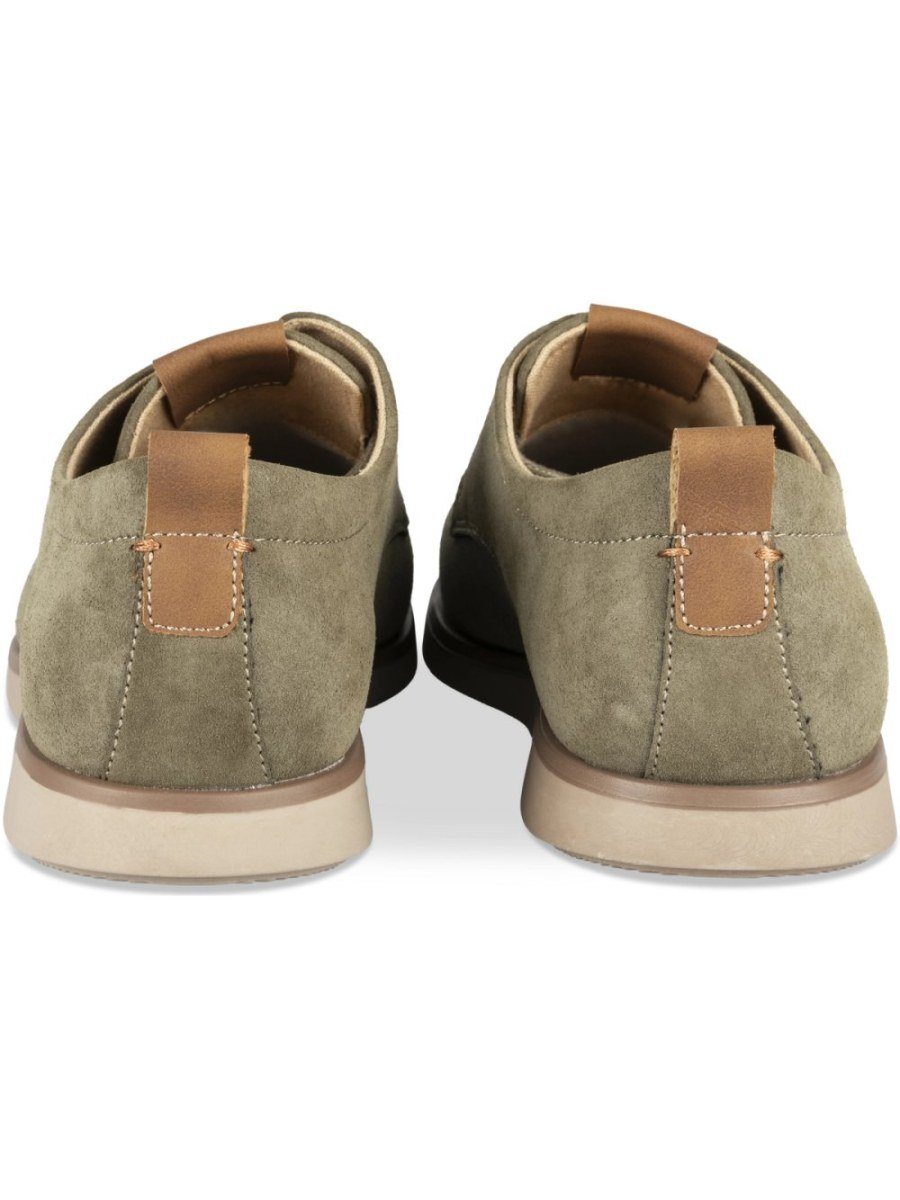 Khaki suede-effect casual derbies