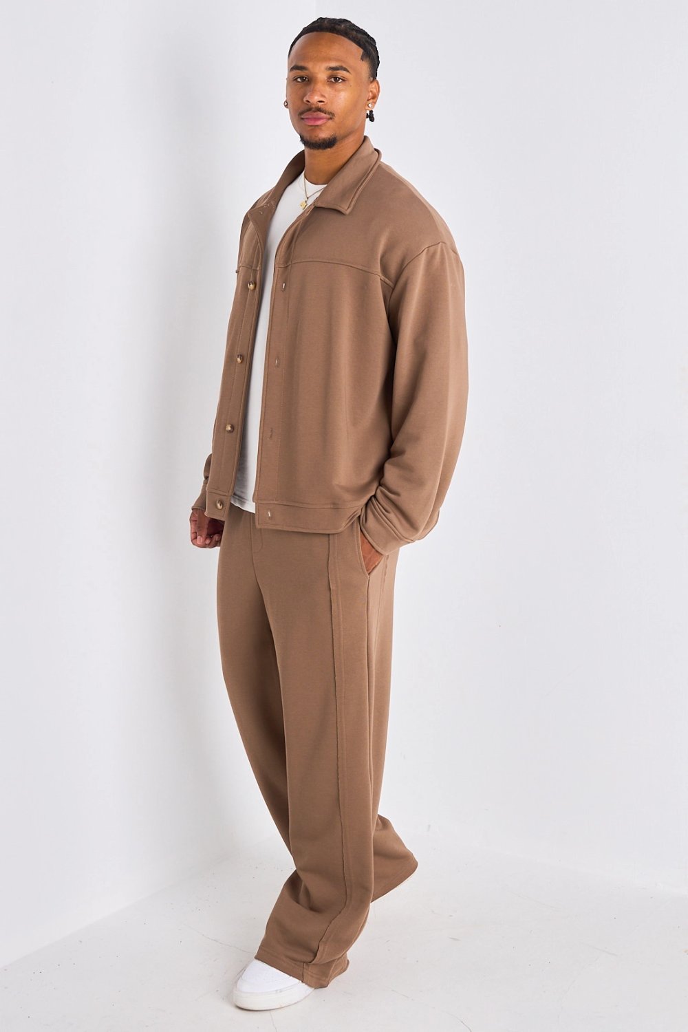 Ensemble veste b boutons w jogging taupe