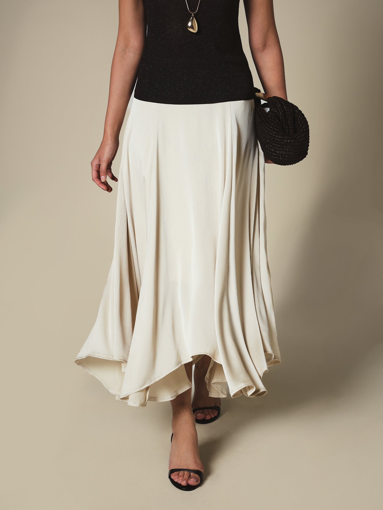 Flowy midi flared skirt