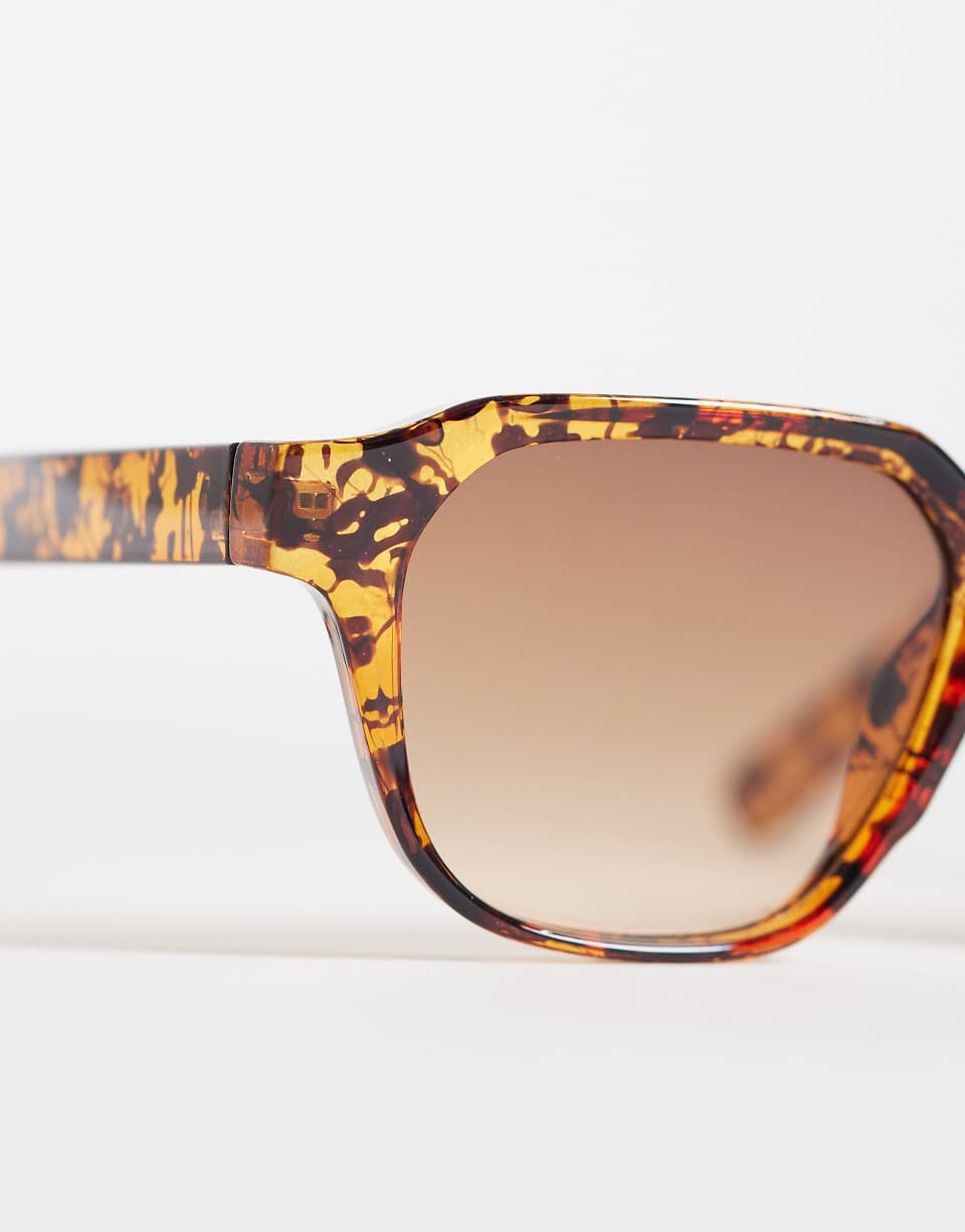 Lunettes de soleil carrées à verres marron dégradés - Écaille de tortue