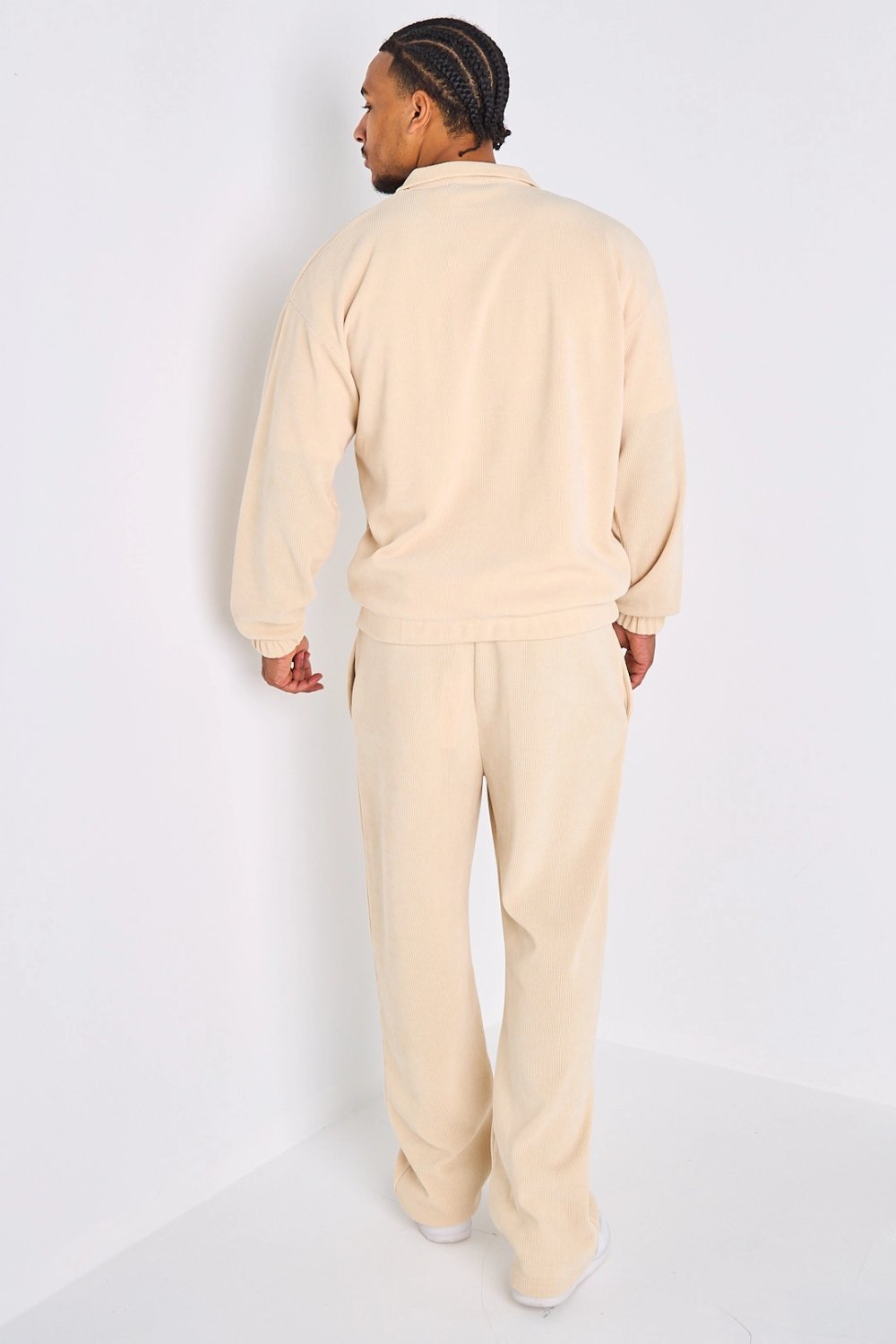 Survêtement côtelé veste b zip w jogging beige