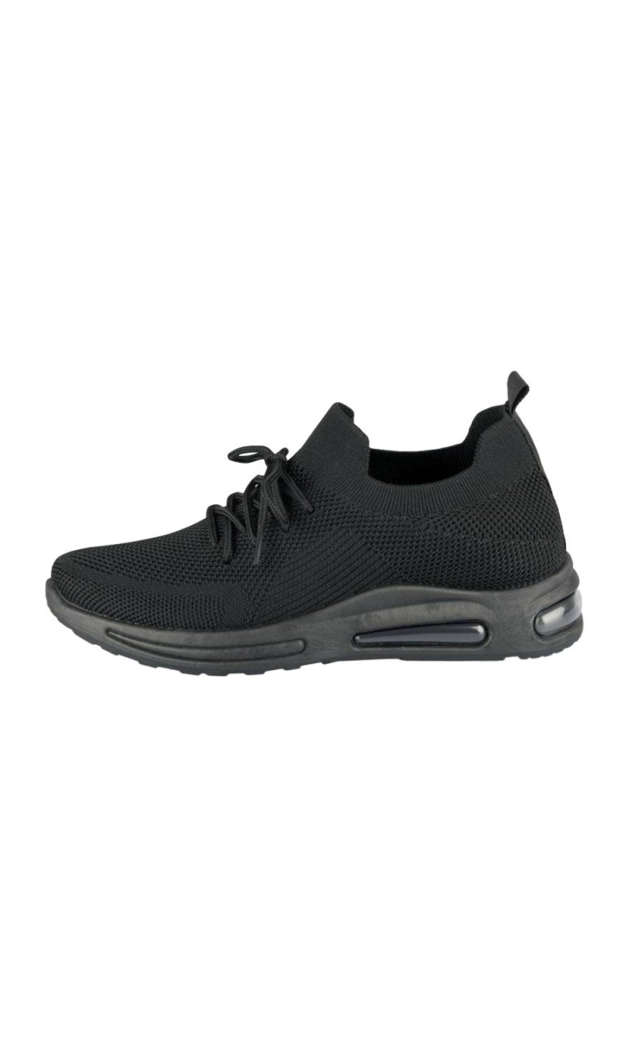 Black knit sneakers with bubble sole