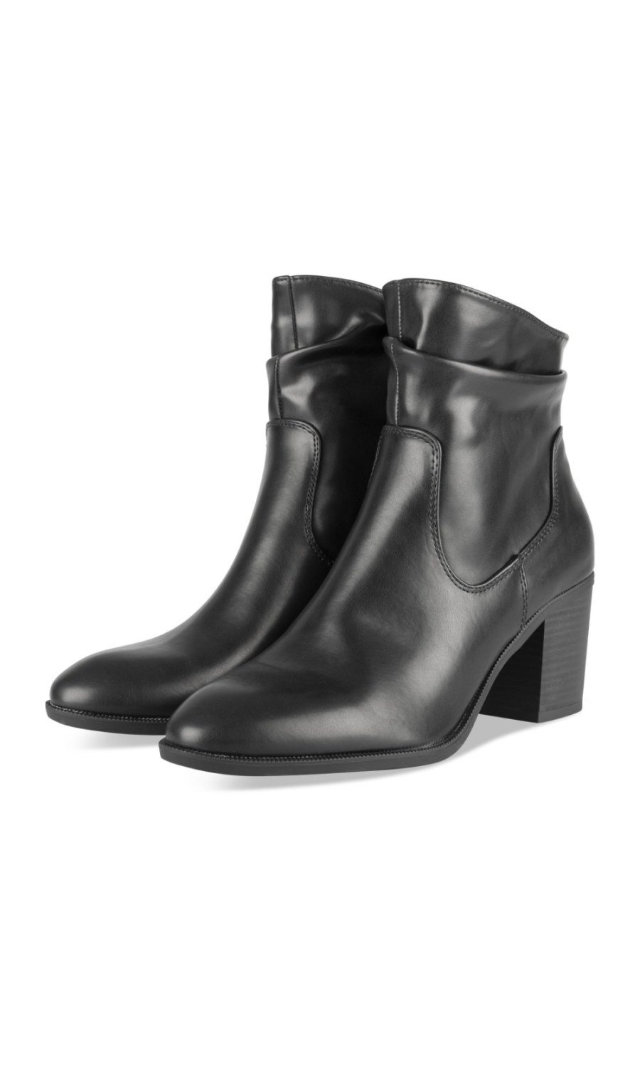 Black block-heel boots with slouchy shaft