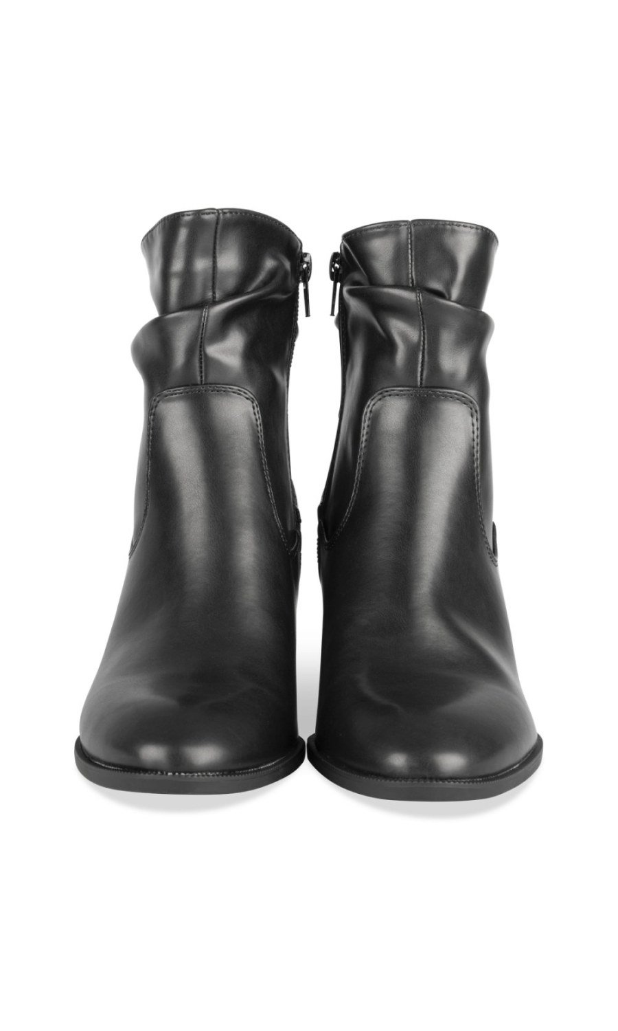 Black block-heel boots with slouchy shaft