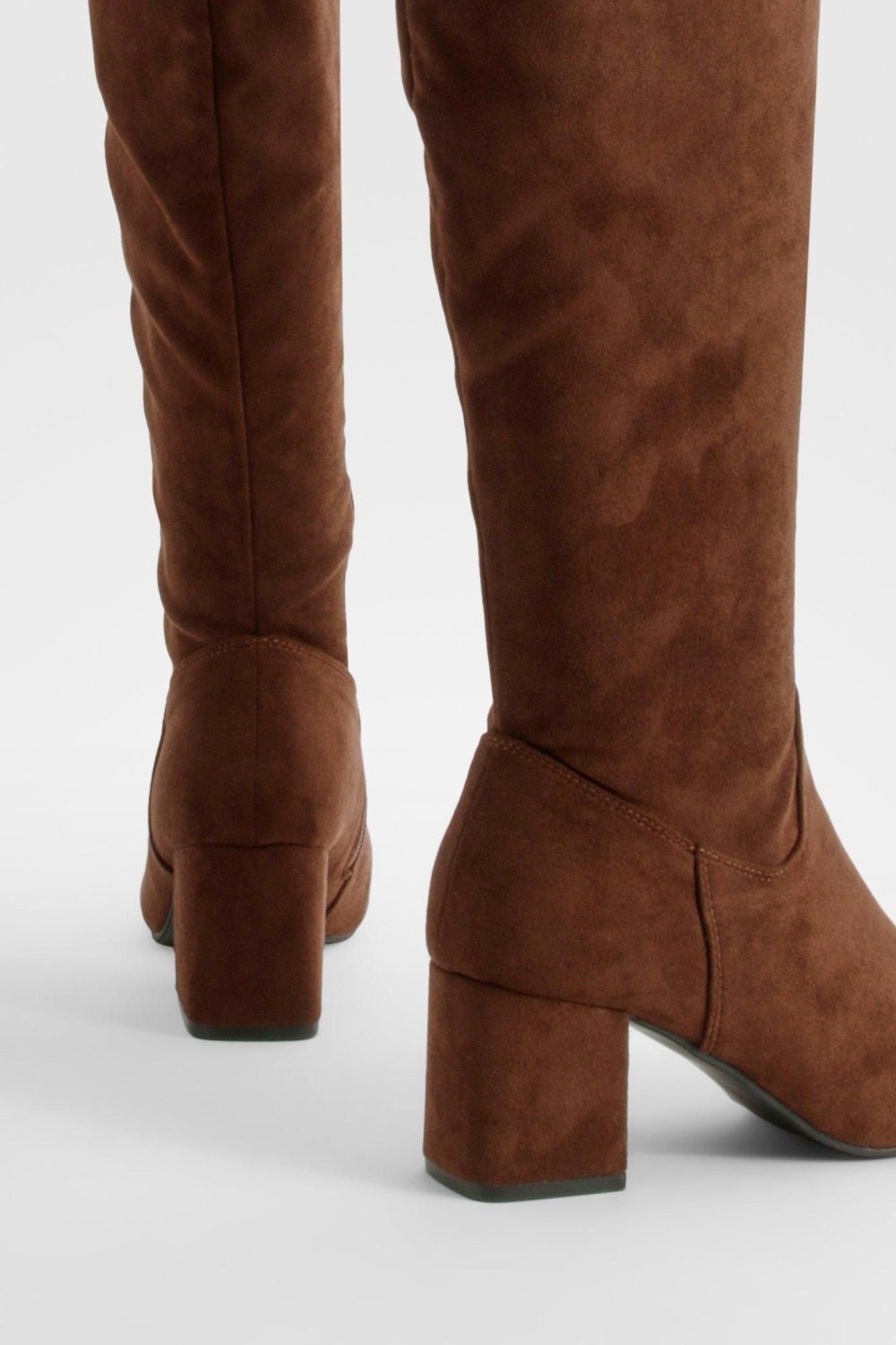 Block-heel faux suede over-the-knee boots