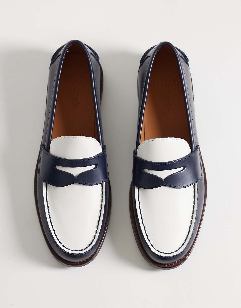 Mocassins en cuir - Bleu marine et blanc