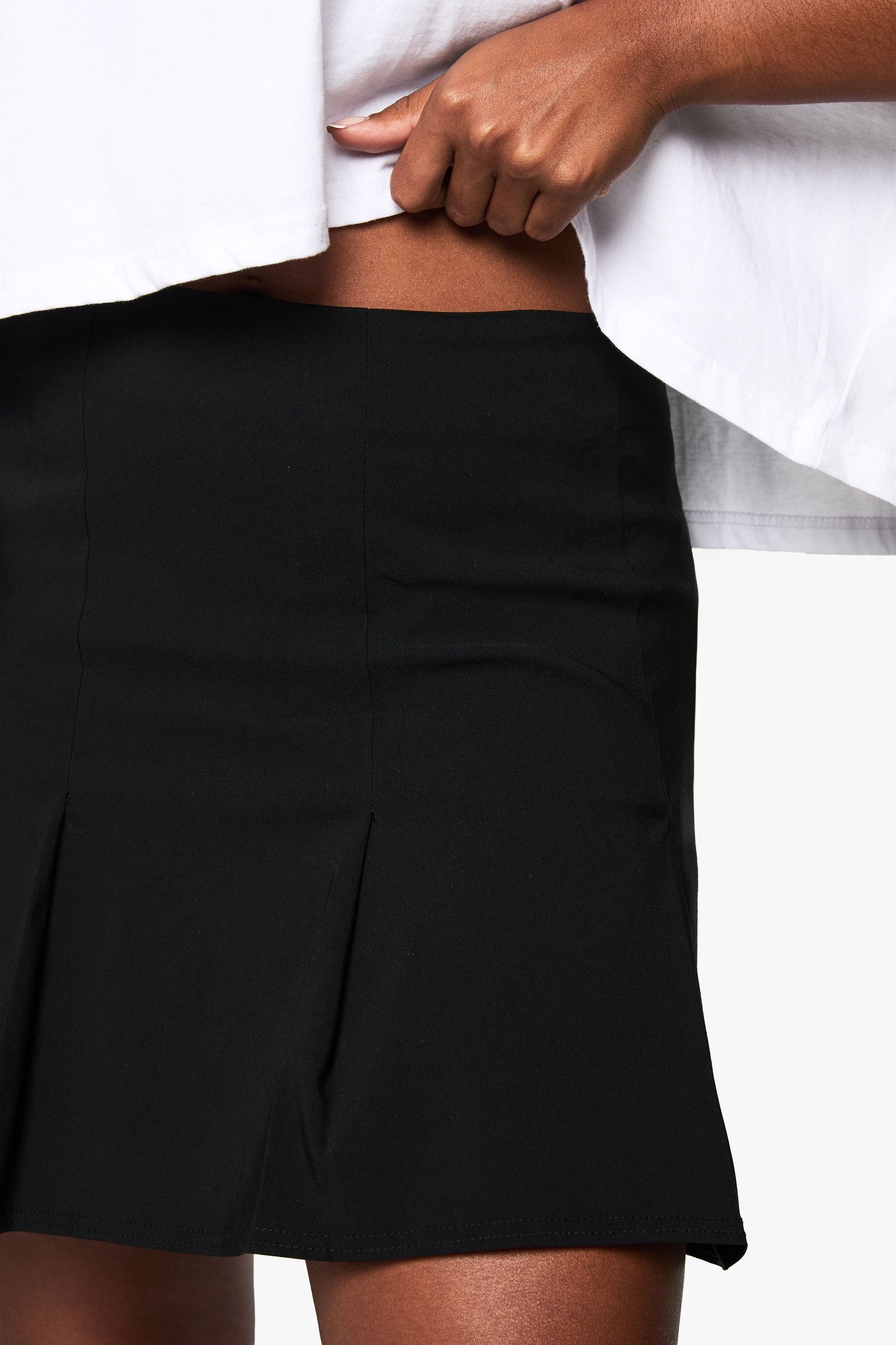 Pleated bengaline mini skirt - Plus size