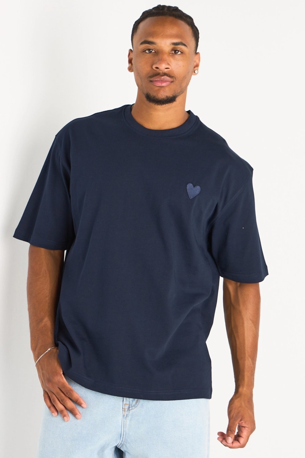 T-shirt imprimé cœur bleu marine