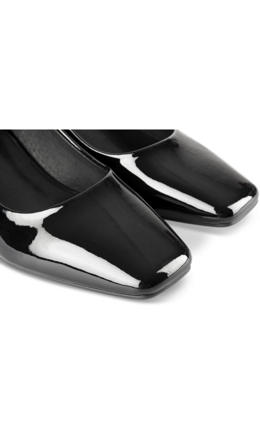 Black patent square-toe pumps