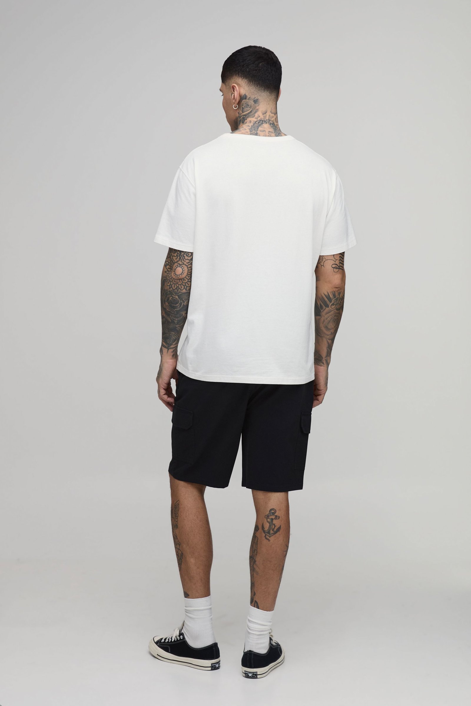 Short Cargo Mi-long En Twill Coupe Décontractée Taille Élastiquée Essentiel Tall
