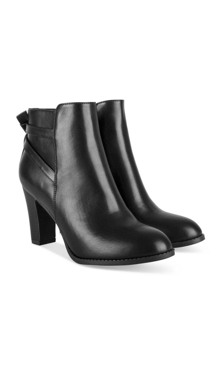 Bottines talon bloc à brides croisées noires