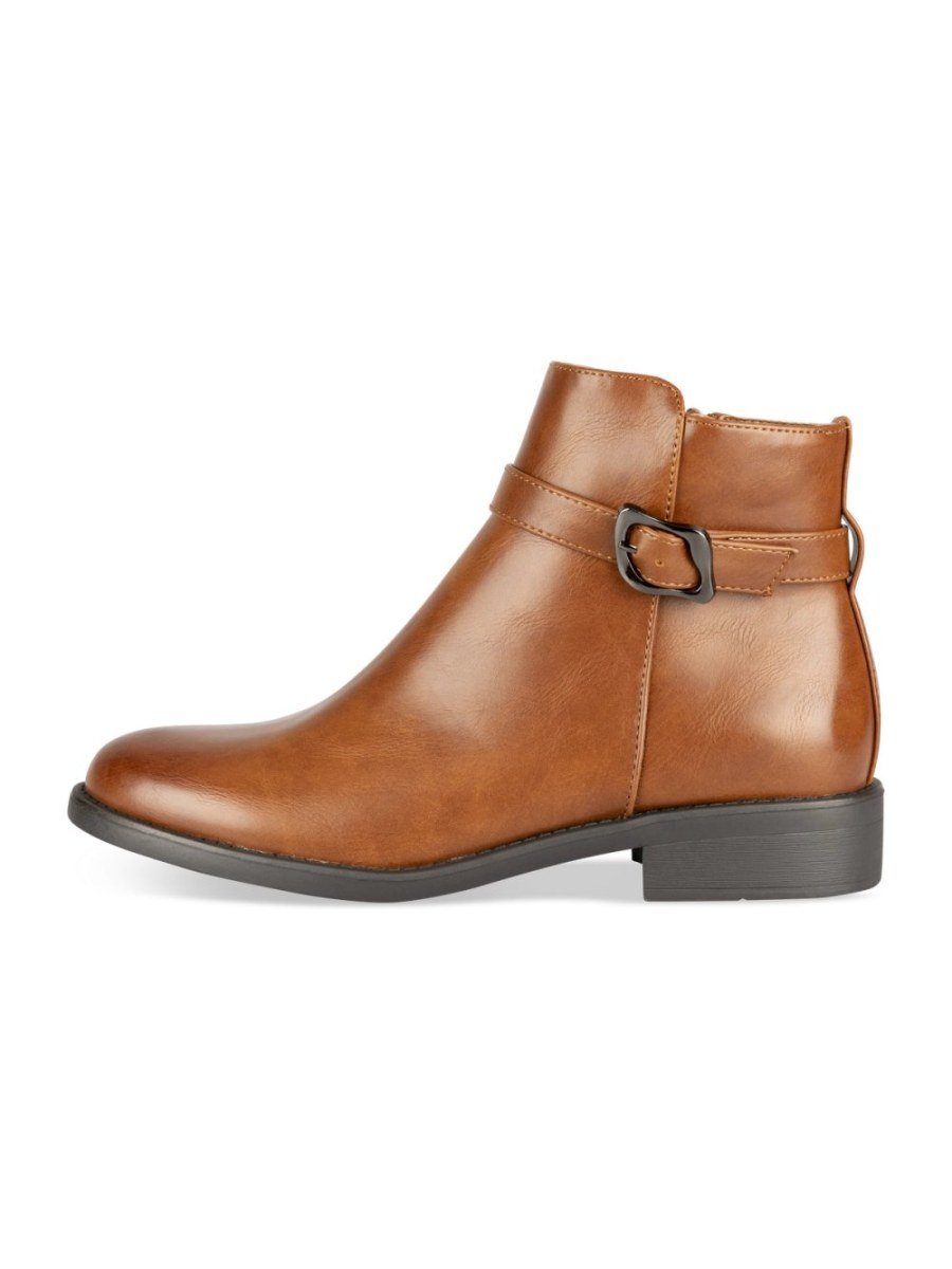 Bottines à bride bouclée cognac