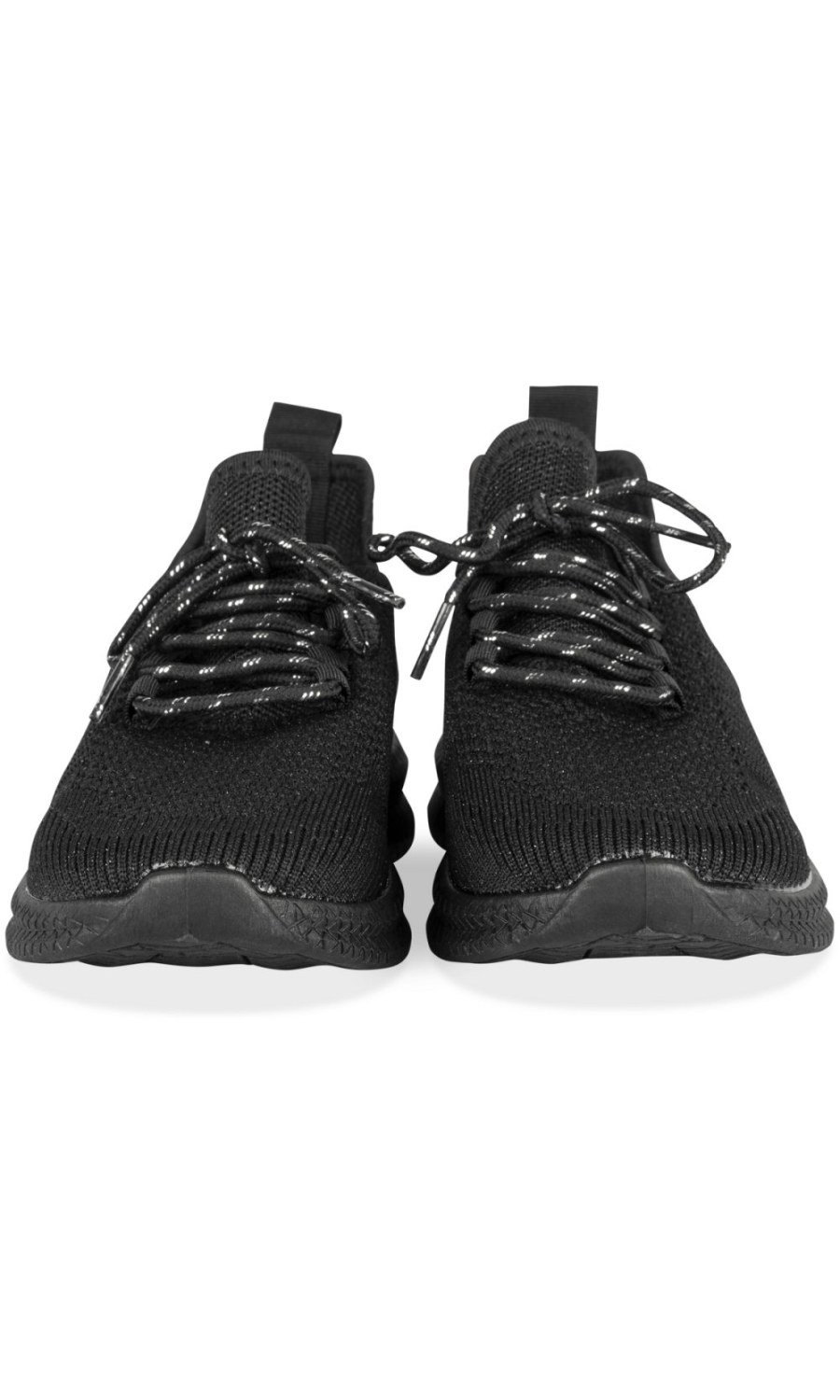 Black knit sneakers with elastic laces