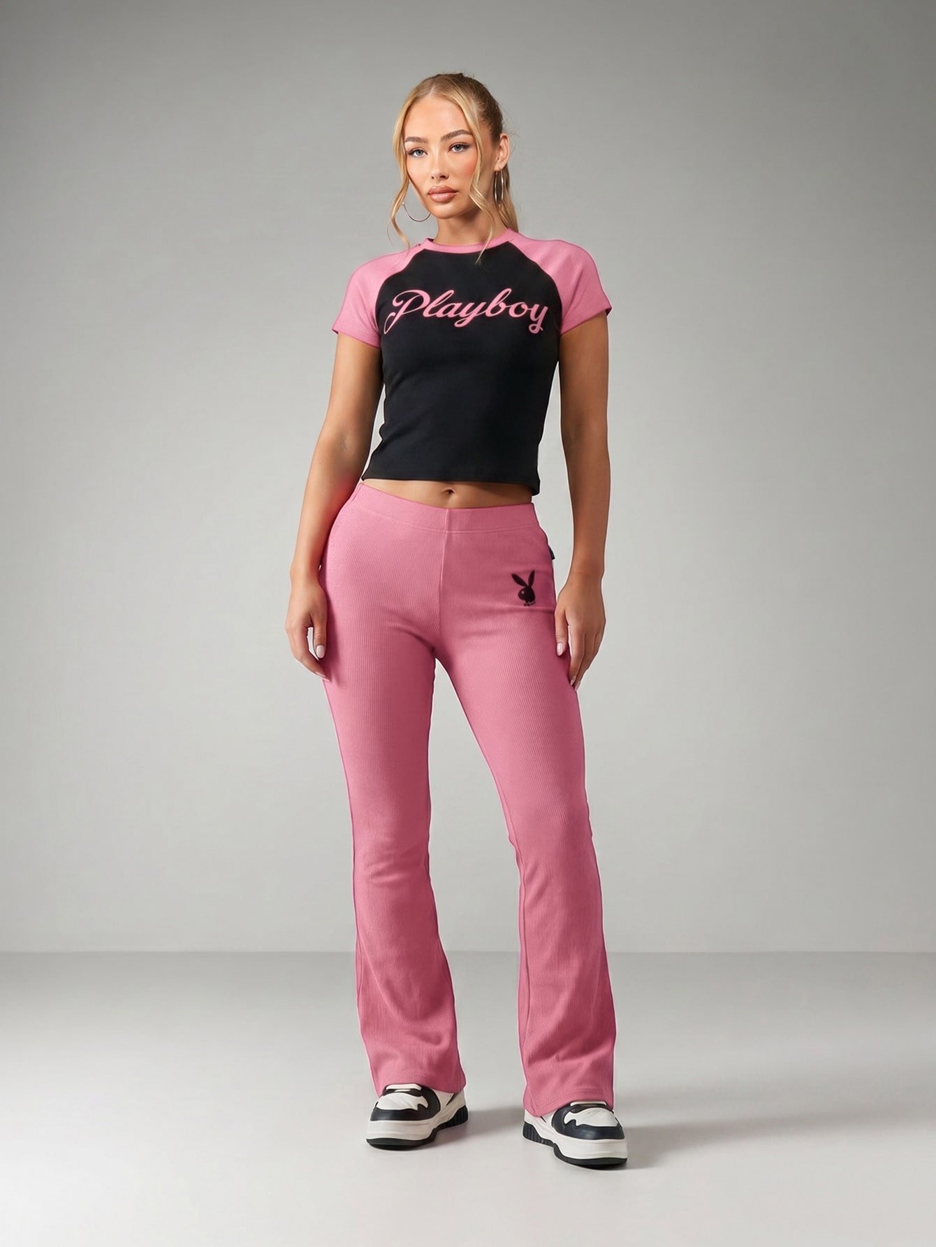 Ensemble serwal évasé côtelé w crop top raglan