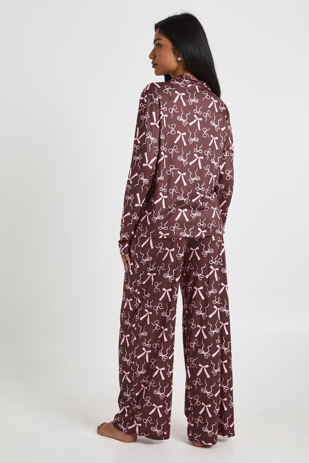 Pyjama chemise et pantalon chocolat