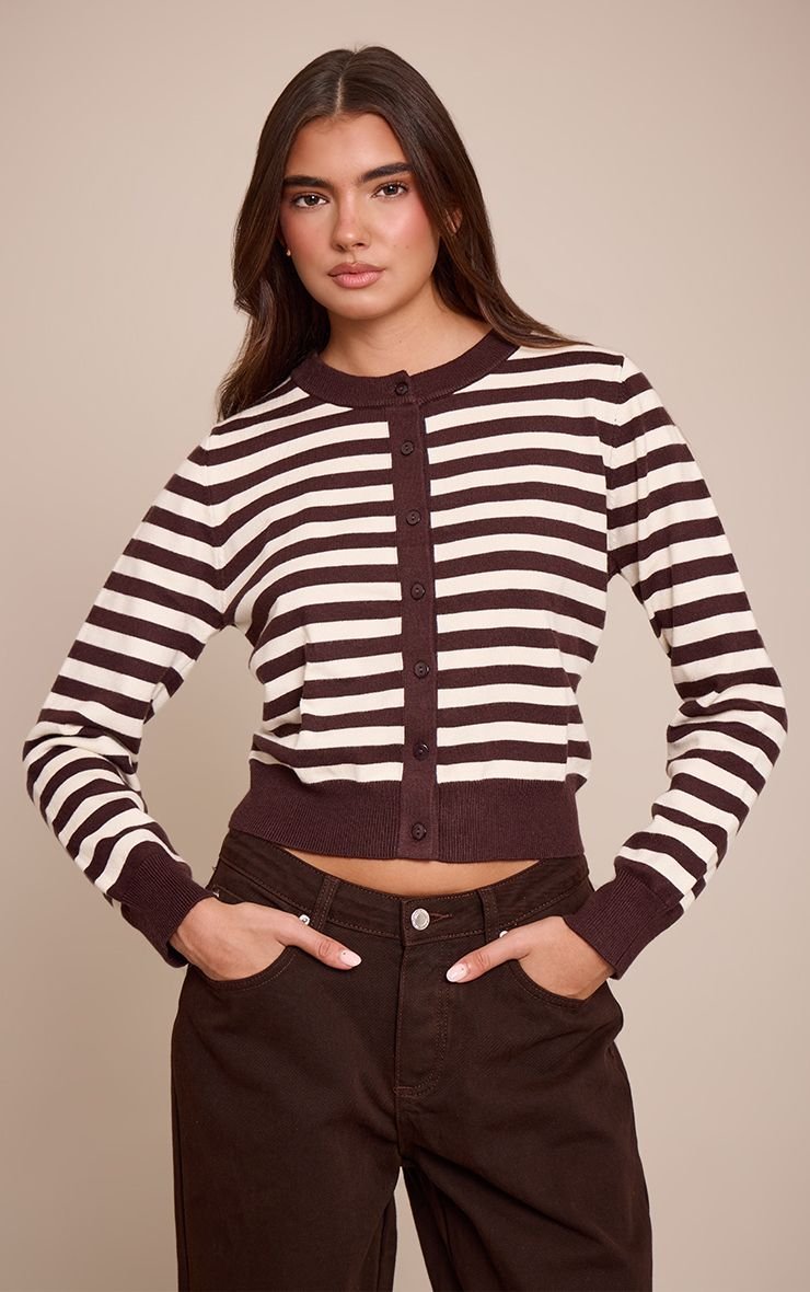 Chocolate striped cropped cardigan