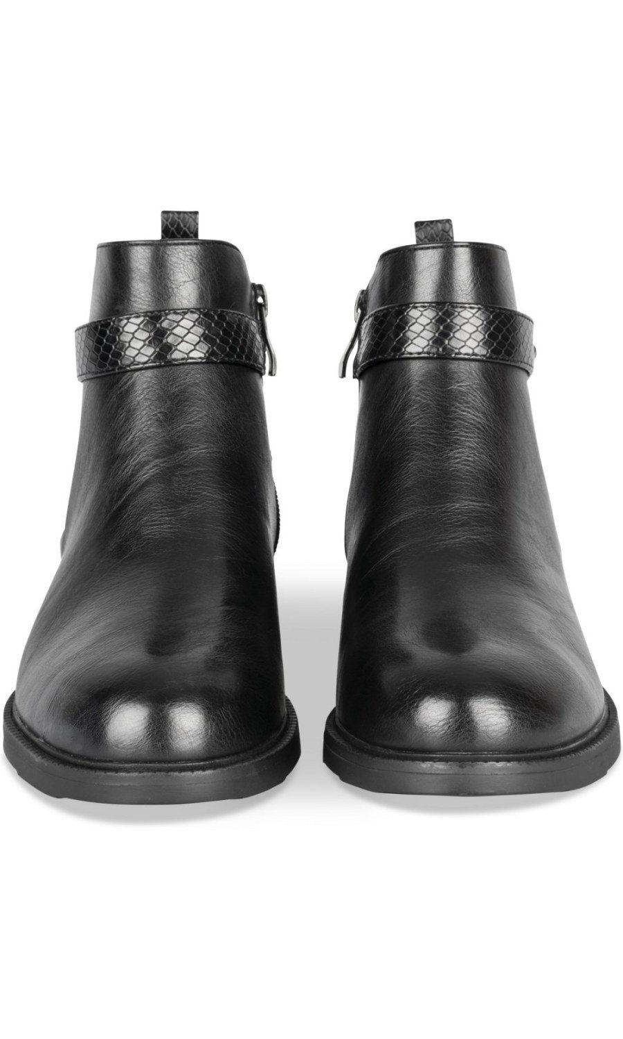 Bottines à bride effet croco noires
