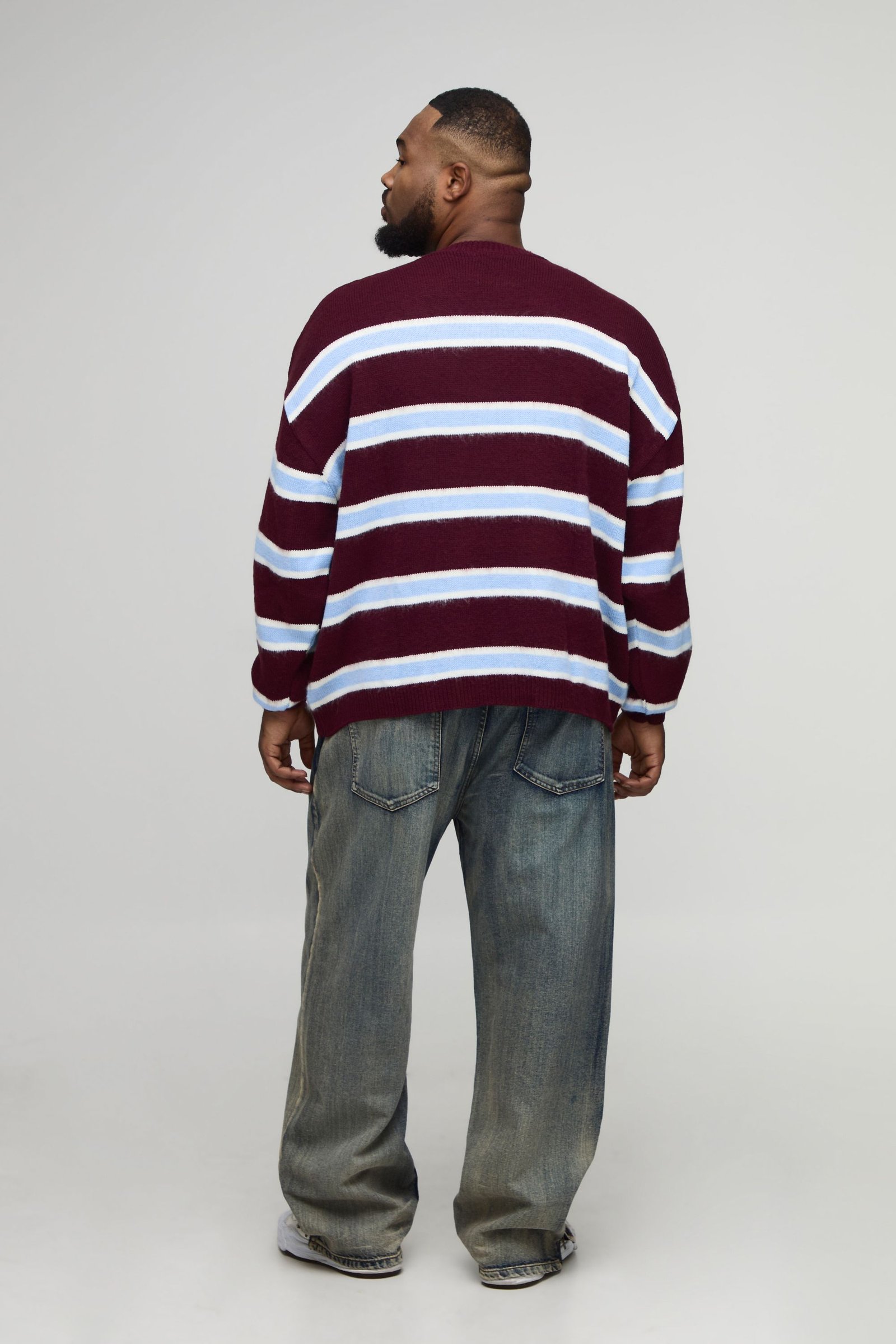 Pull tricot brossé oversize b khtout contrastés