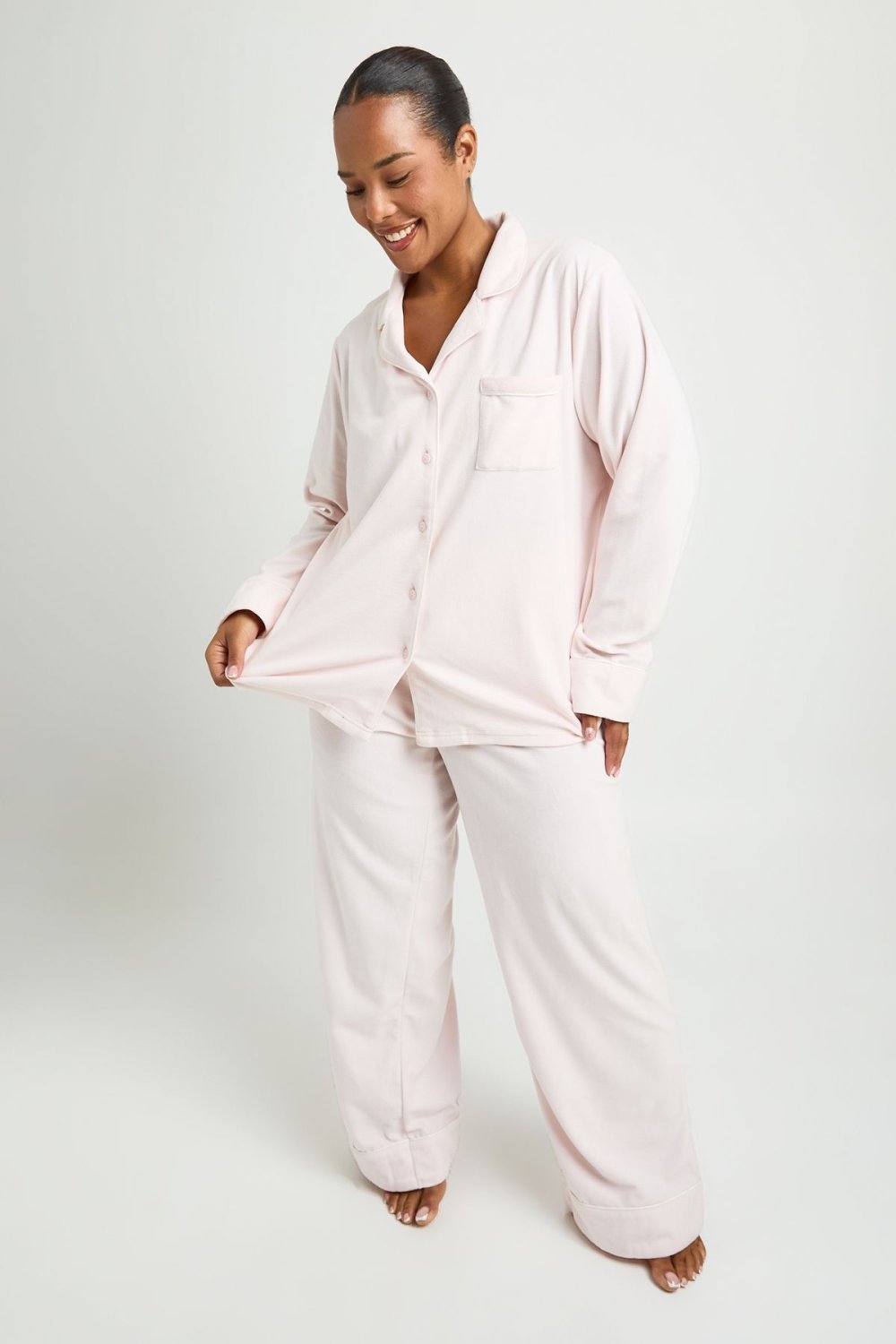 Pyjama chemise et pantalon en polaire - Grande taille