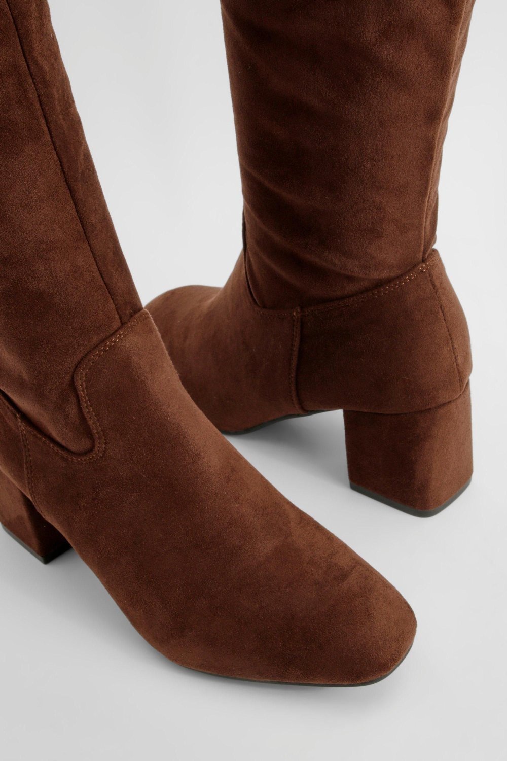 Block-heel faux suede over-the-knee boots