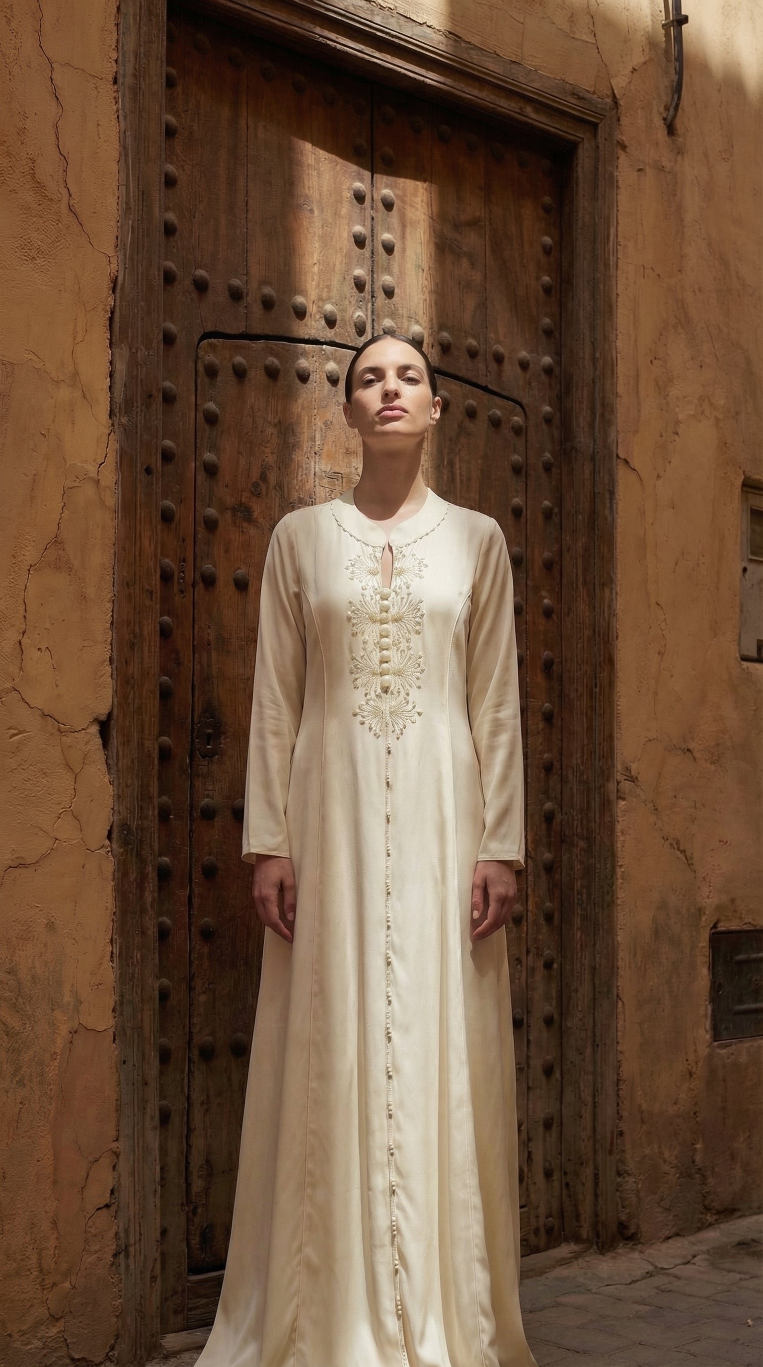 Abaya Beige Perlée