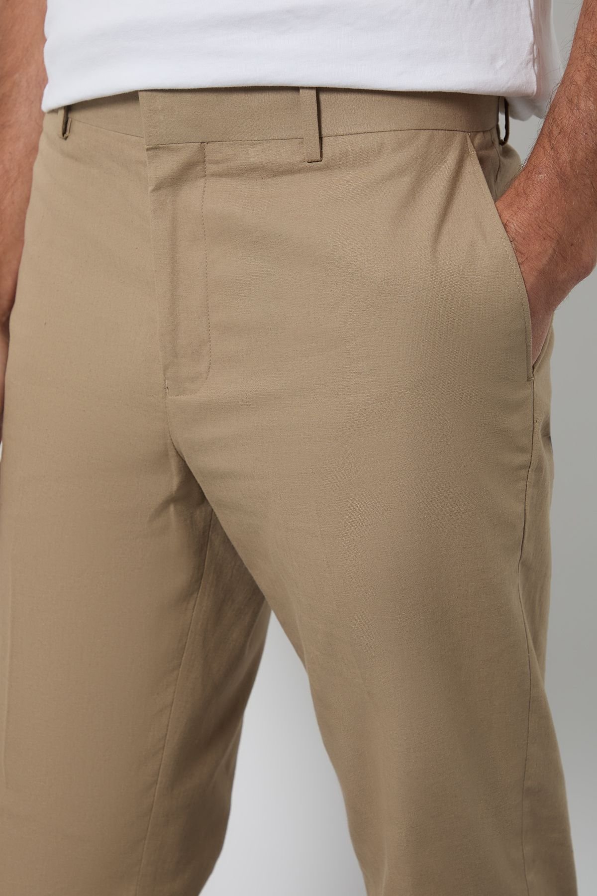 Linen slim suit trousers - Dark beige