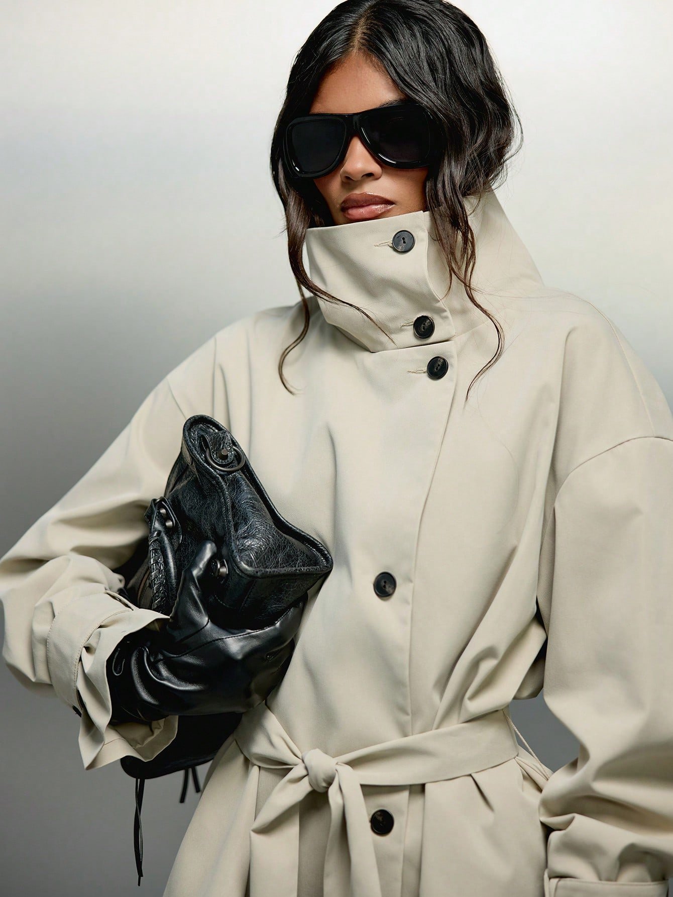 Oversized Belted Trench Jacket