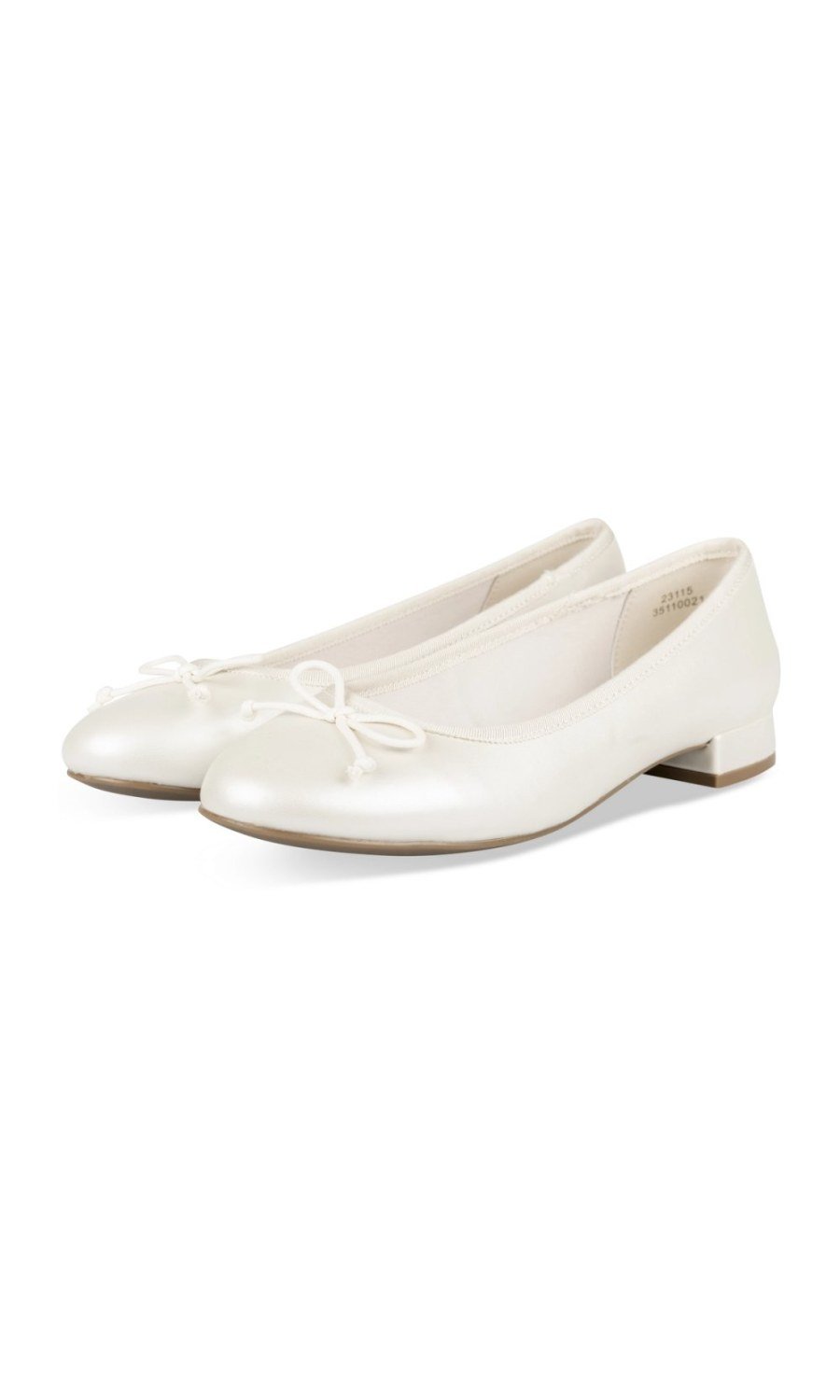 Silver bow ballerinas with low heel