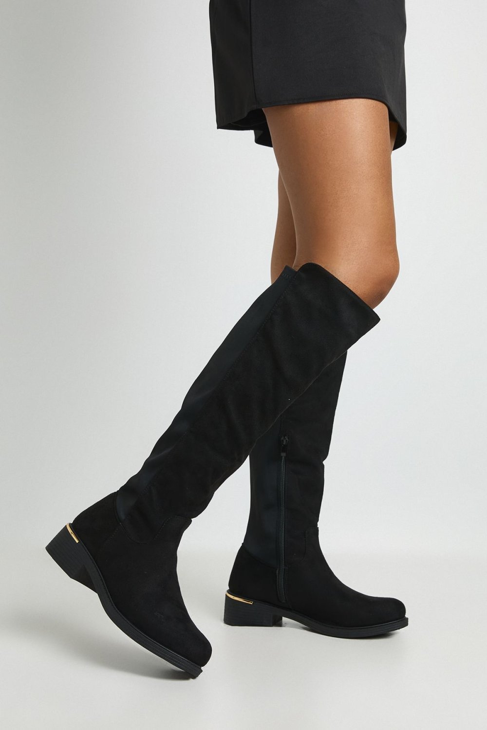 Chunky faux suede knee-high boots