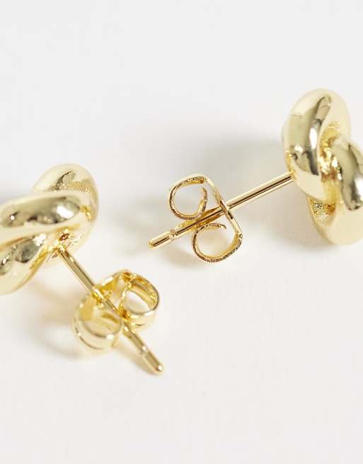 Puce d'oreille nœud en laiton plaqué or 14 carats