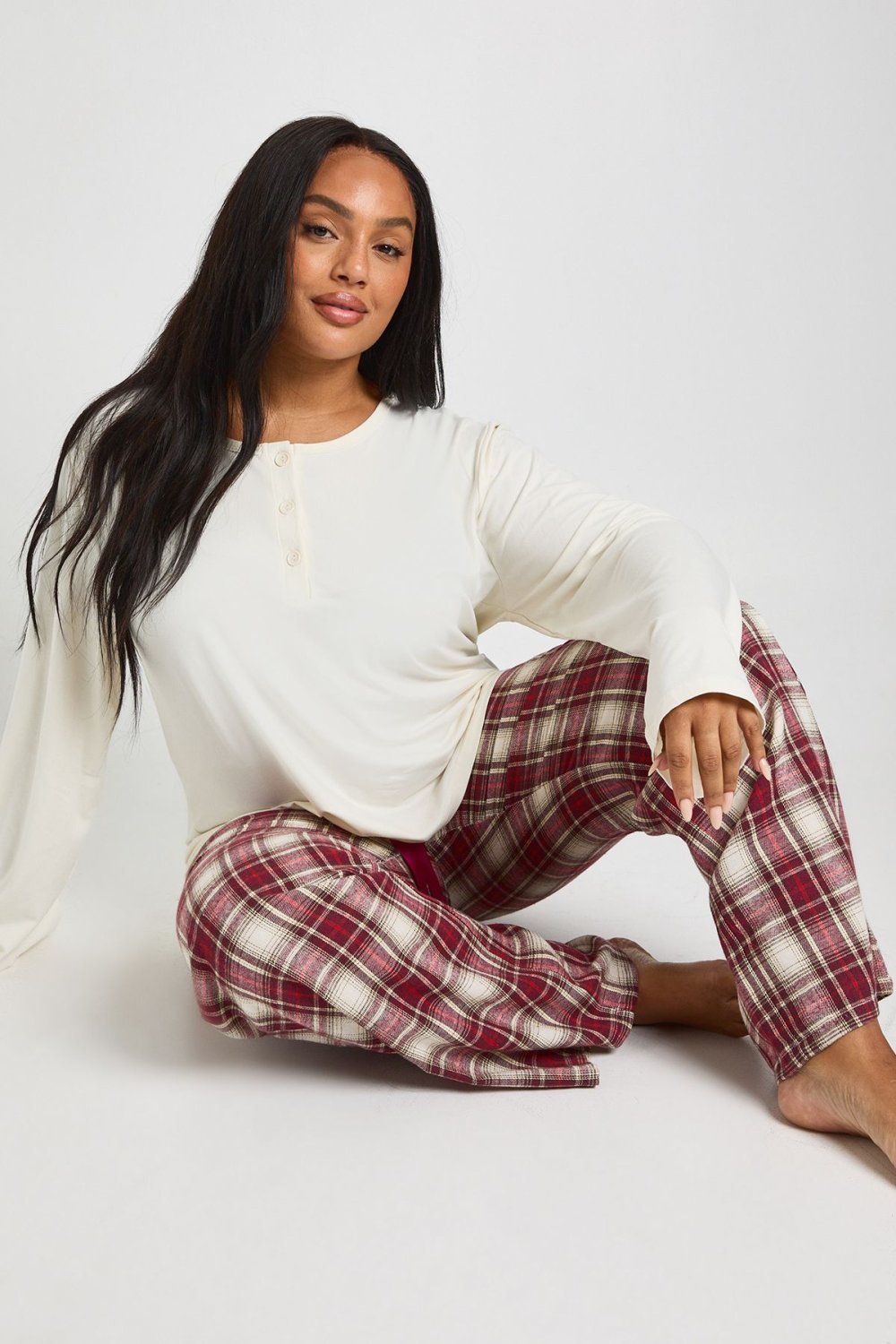 Super-soft shirt and trouser pyjama set - Plus size