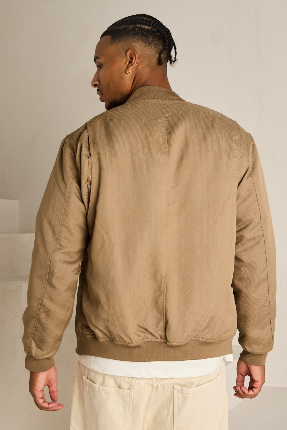 Bomber zippé à motif géométrique marron