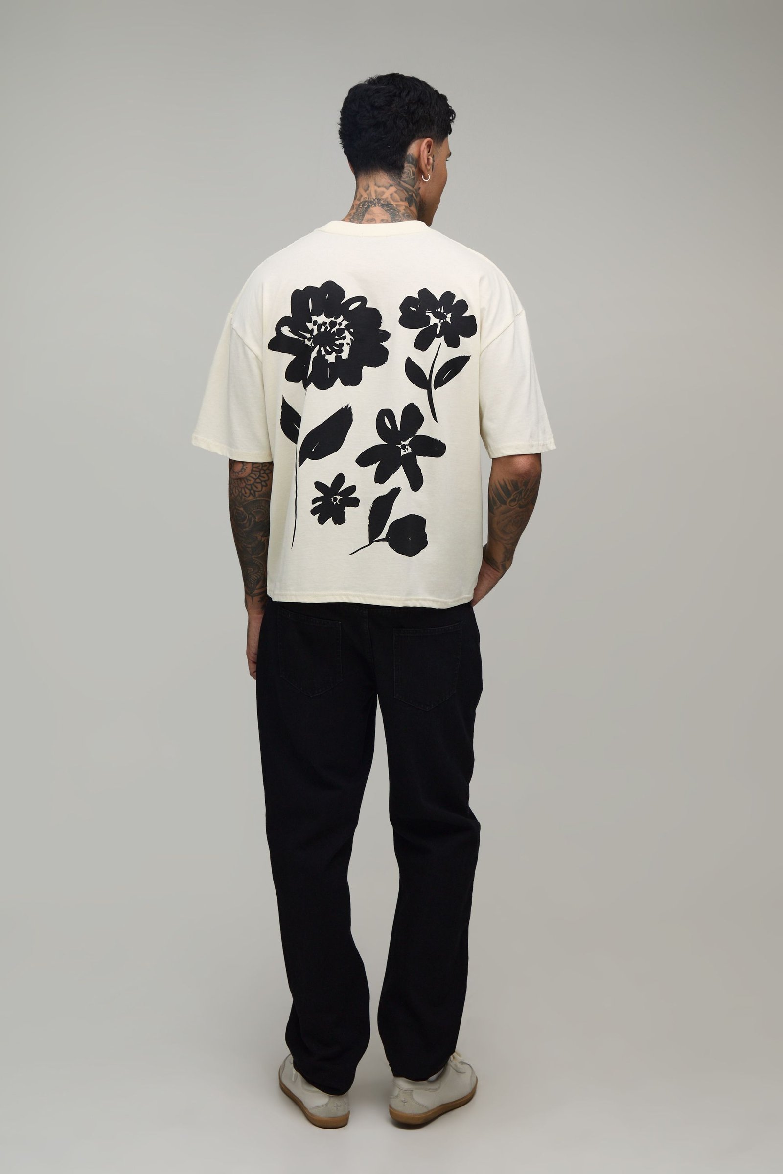 T-shirt oversize b col twil w imprimé nwar - Tall