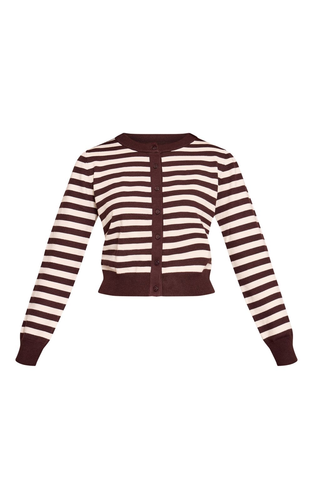 Cardigan court rayé chocolat
