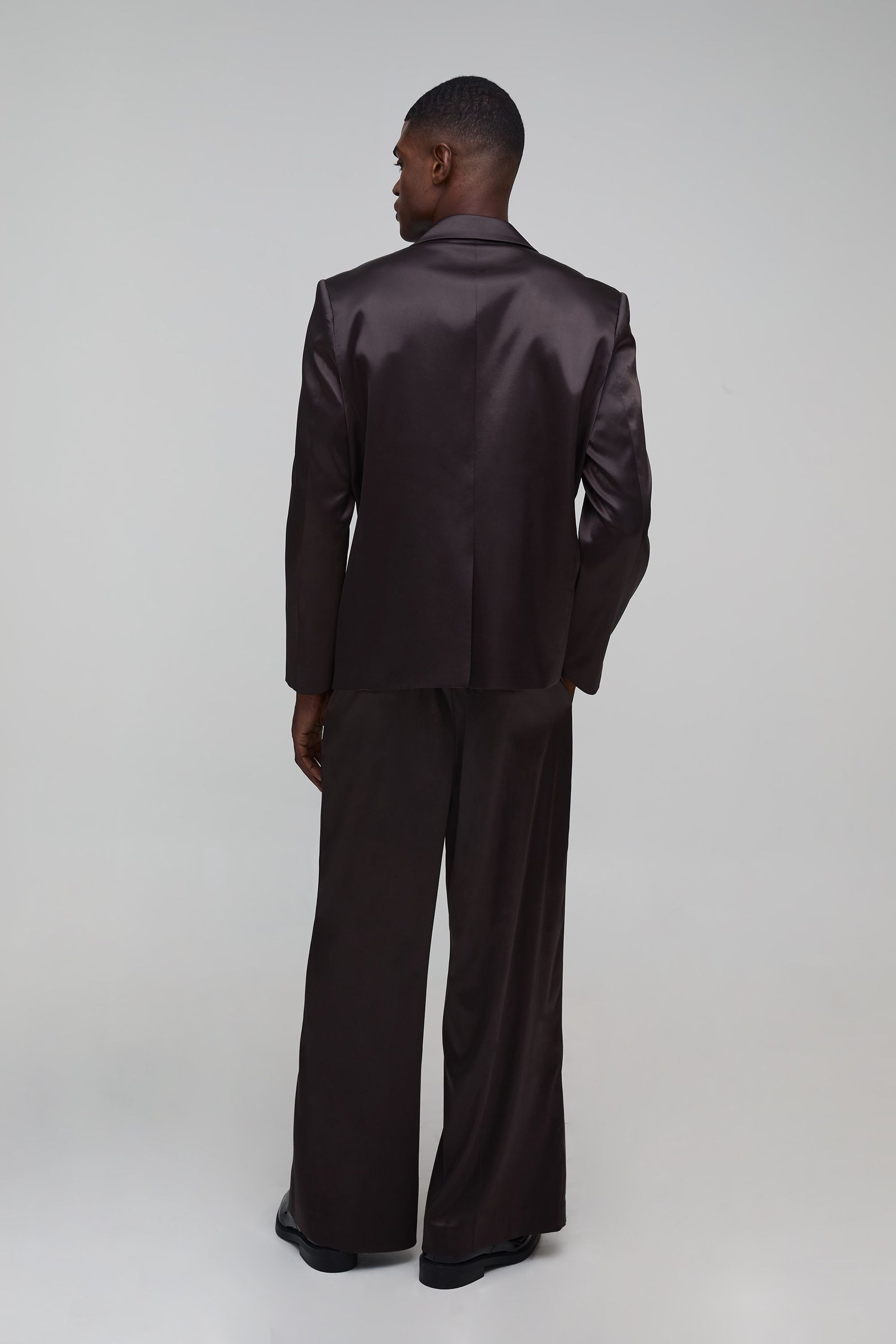 Double breasted satin suit jacket