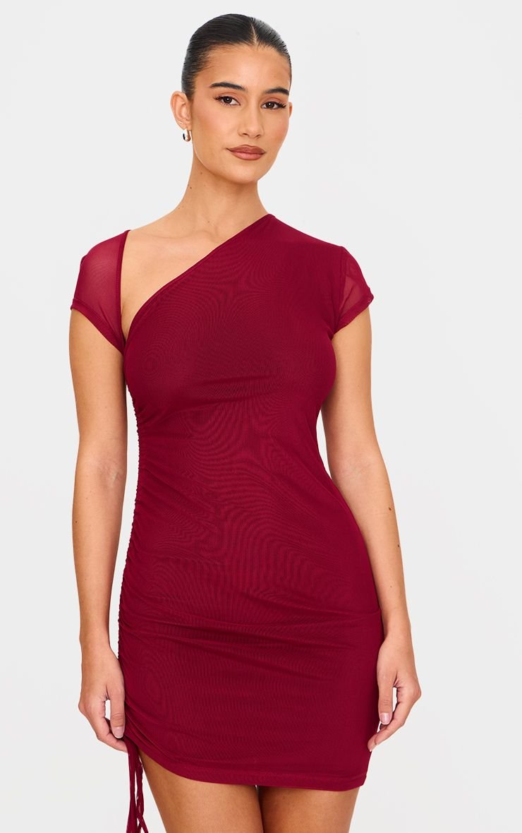 Robe Mini Froncée En Maille Double Épaisseur