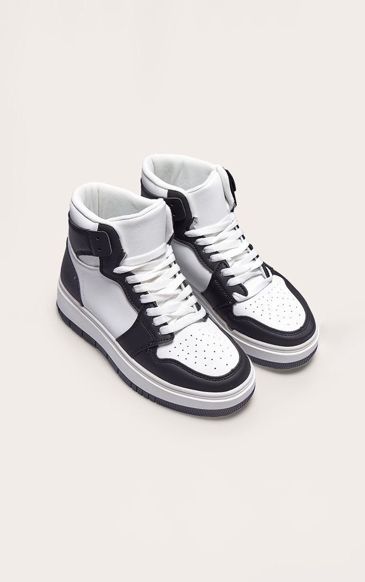 Black and white high-top platform trainers