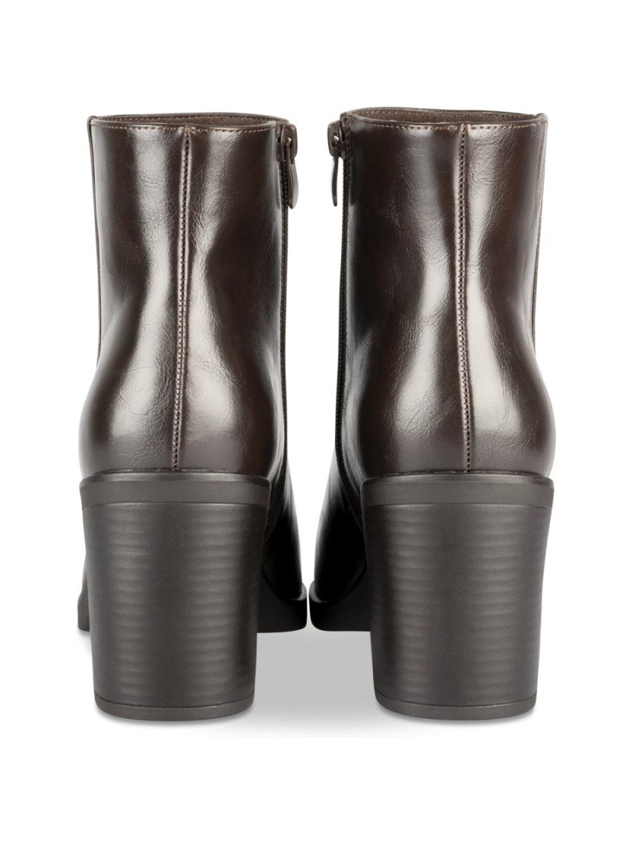 Bottines talon bloc zippées marron