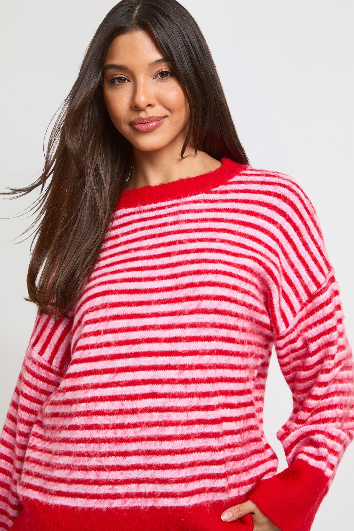 Pull maille rayures fines ultra doux coupe oversize