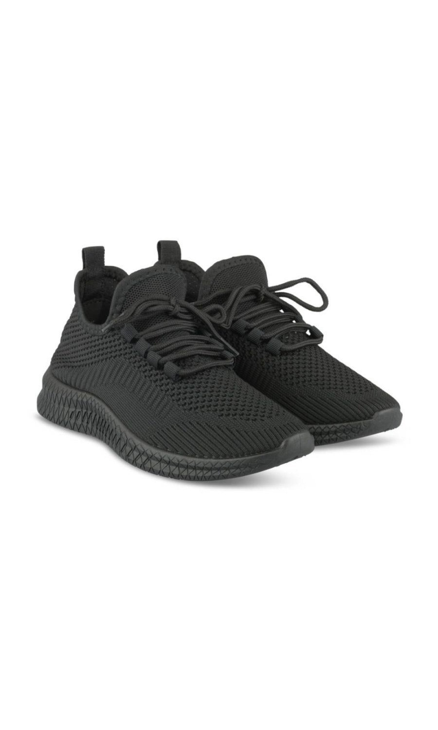 Black open-knit lace-up sneakers