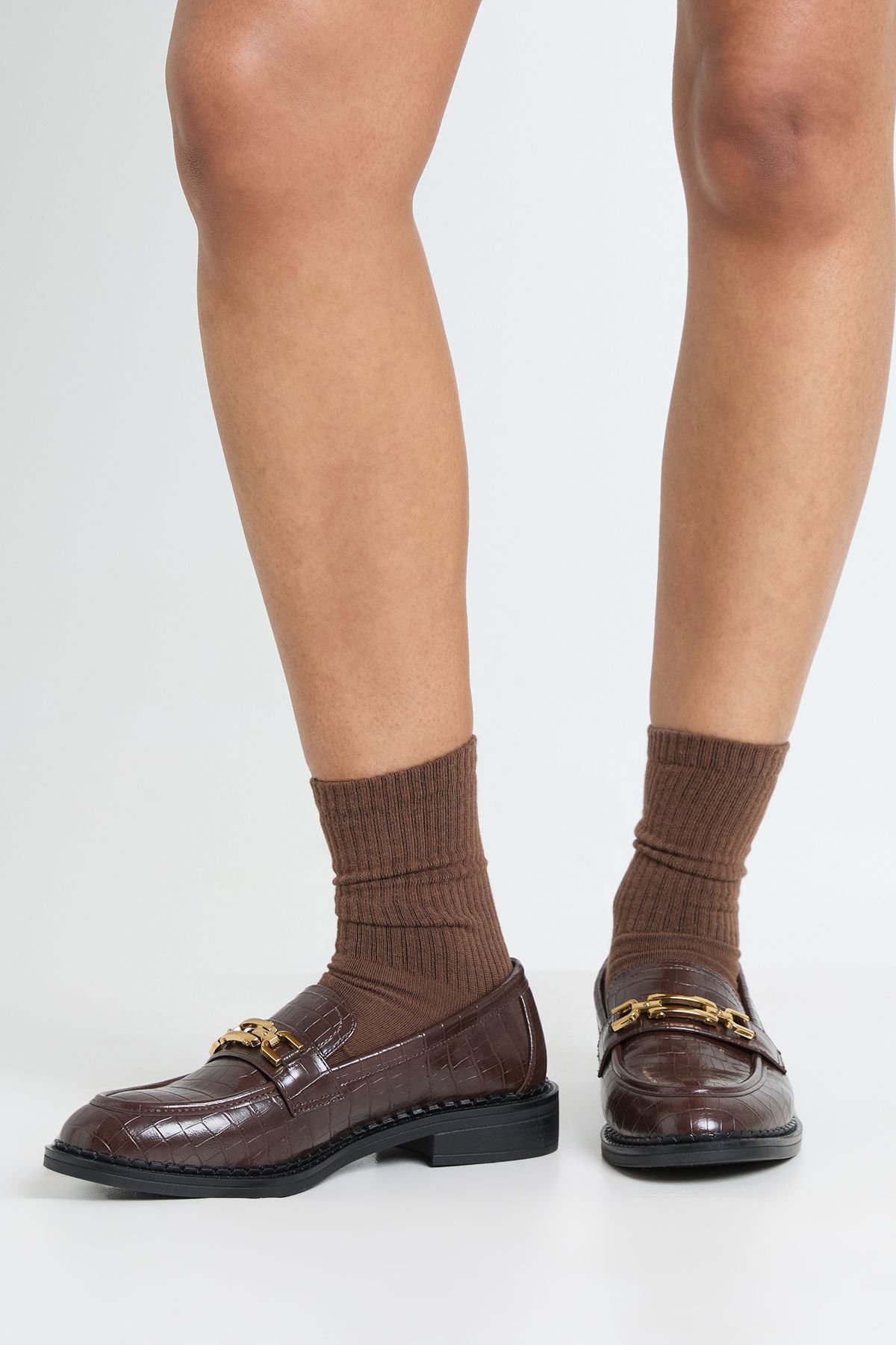 Mocassins effet croco b silsila - Pied large